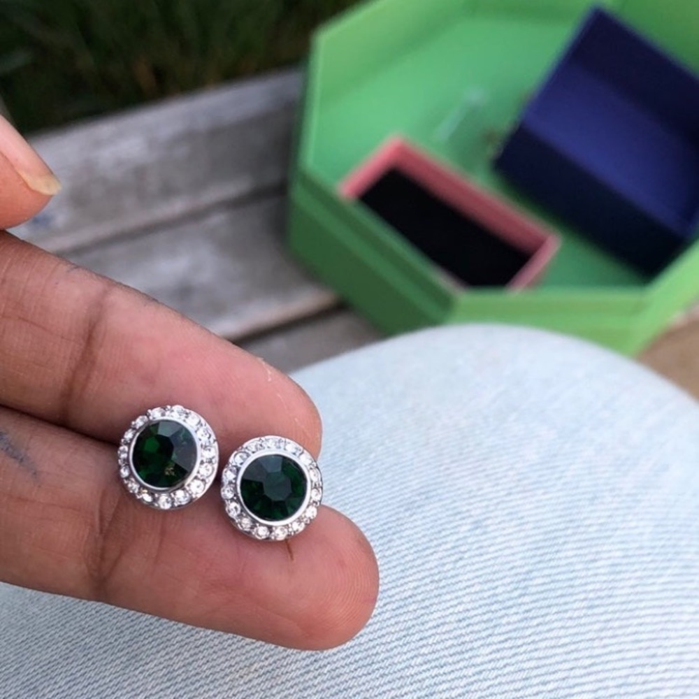 Authentic Swarovski angelic emerald rhodium plated earrings - Picture 8 of 11